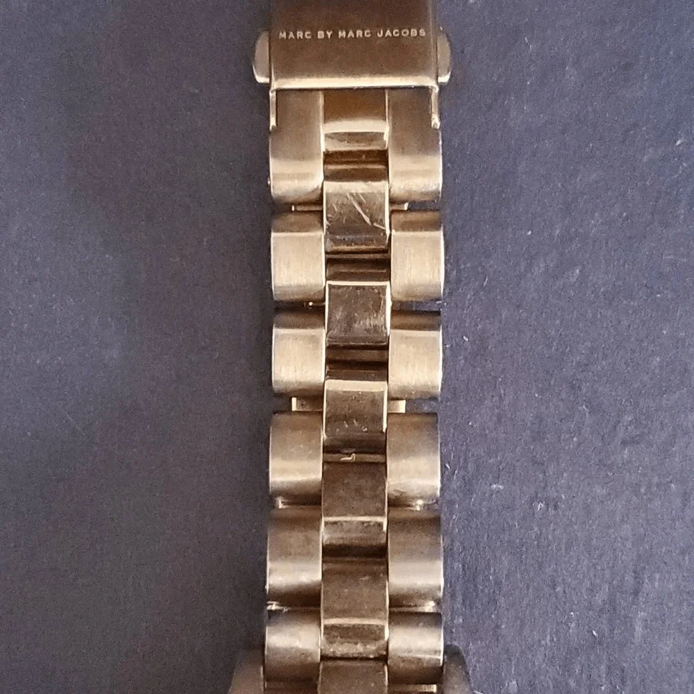 Marc by Marc Jacobs Rose Gold Tone Skeleton Logo Dial Bracelet Watch MBM3127